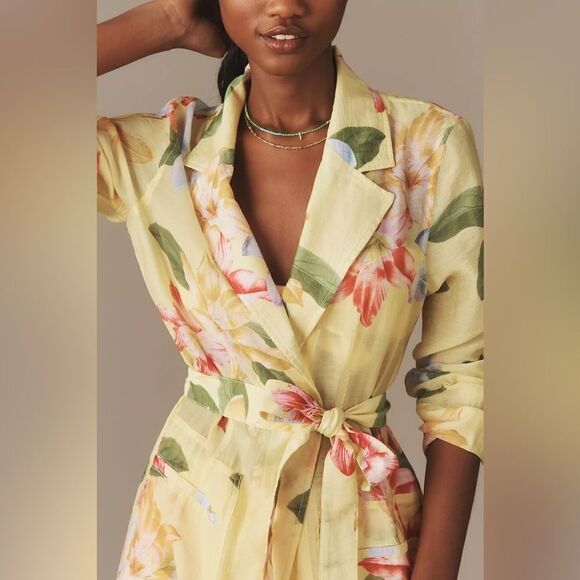 Anthropologie Maeve Sheer Printed Trench Coat NWT - Picture 3 of 14